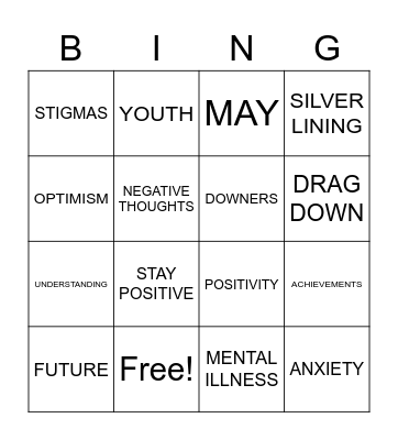 MENTAL HEALTH AWARENESS MONTH Bingo Card