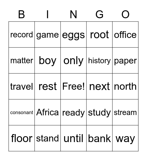 Sight Word Variety 24 Bingo Card