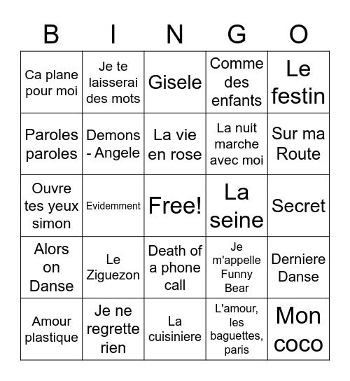 Block D - BINGO Card