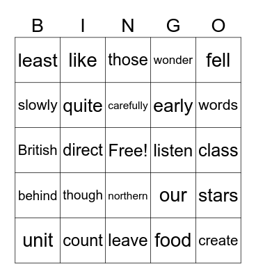 Sight Word Variety 25 Bingo Card