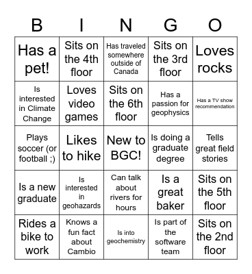 Find a New Hire who... Bingo Card