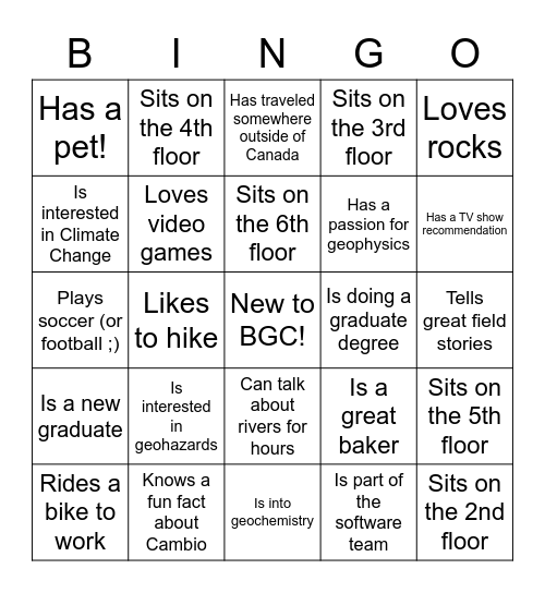 Find a New Hire who... Bingo Card