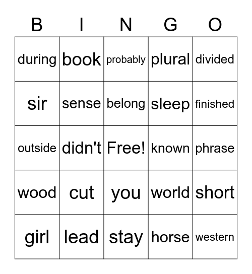 Sight Word Variety 34 Bingo Card