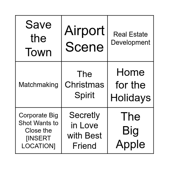 Hallmark Bingo Card