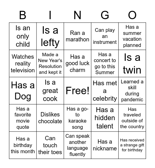 F&H Icebreaker Bingo! Bingo Card