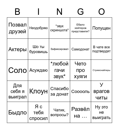 Stray228 бинго (чатик просит) Bingo Card