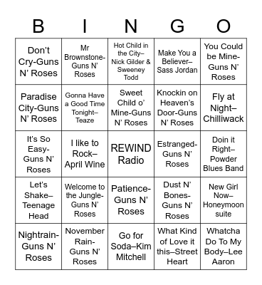 Cariboo Rocks the Jungle Bingo Card