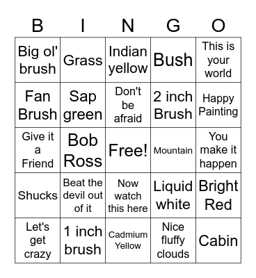 Bob Ross Bingo Card