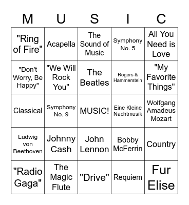 Composer Bingo 2022-2023 Bingo Card