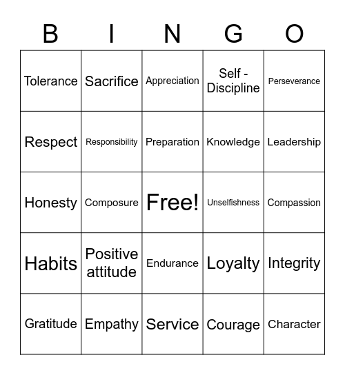 Leadership Bingo Card