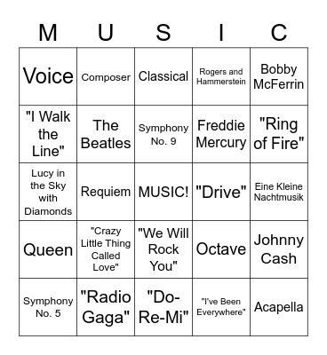 Composers of the Month 2022-2023 Bingo Card