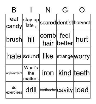 Health and Hygiene Bingo Card