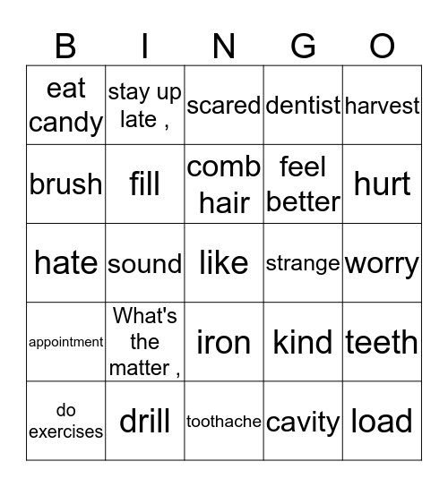 Health and Hygiene Bingo Card