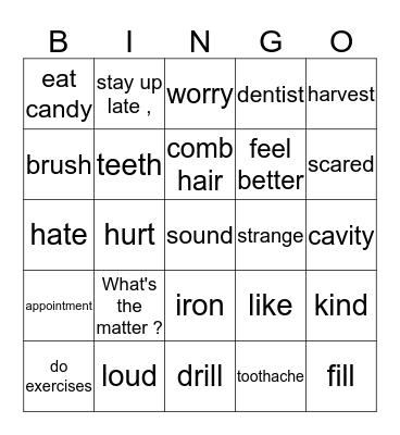 Health and Hygiene Bingo Card