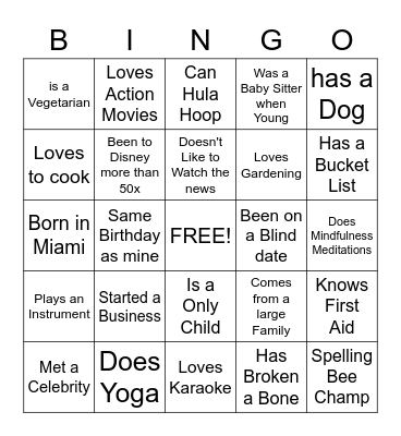 Prayer Chaplaincy Bingo Card