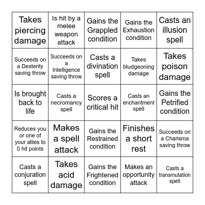 Test Bingo Wizard Bingo Card