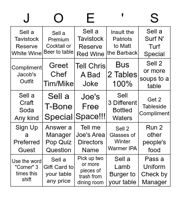 Server Bingo  Bingo Card