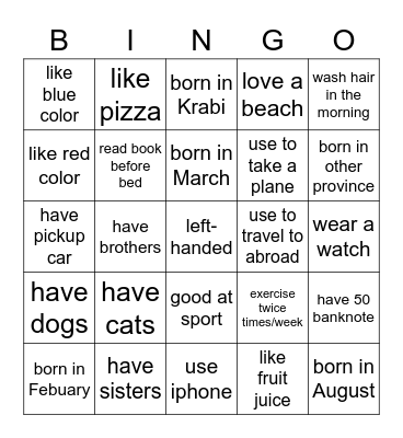 Interview session Bingo Card