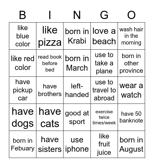 Interview session Bingo Card