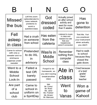 CIPLC BINGO Card