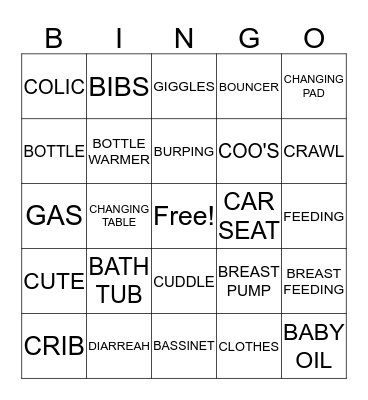 PENGUIN BABY SHOWER BINGO Card