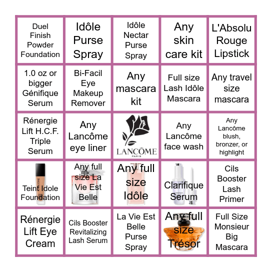 Lancôme Bingo Card