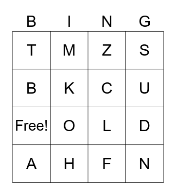 ABC BINGO Card