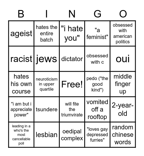 are you as bad as markus luis hain cruel Bingo Card