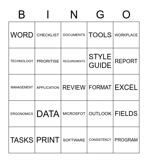 USE BUSINESS SOFTWARE Bingo Card