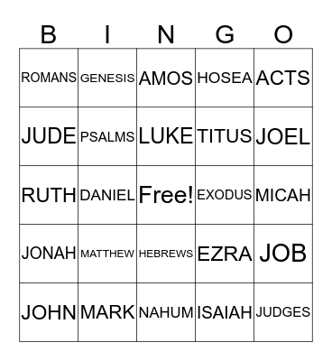 BIBLE Bingo Card