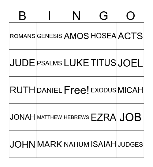 BIBLE Bingo Card