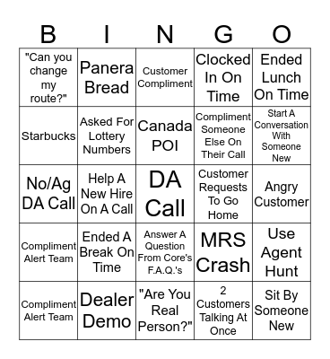Toyota Bingo Card