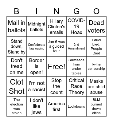 Sh**head Bingo Card