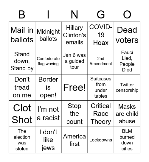 Sh**head Bingo Card