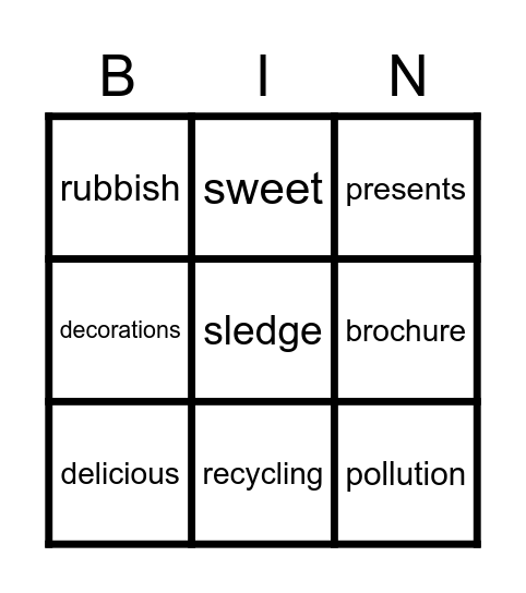 E1 Bingo Card