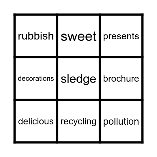 E1 Bingo Card