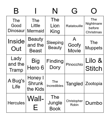 Movies Bingo Card