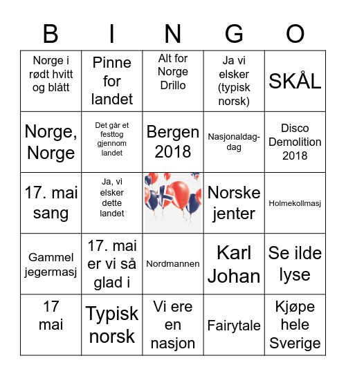 17 MAI BINGO Card