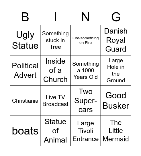 The Great Copenhagen Bingo Card