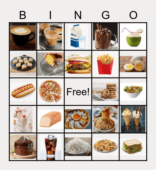 Shíwù hé yǐnliào Bingo Card