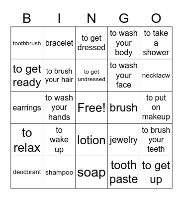 Daily Routine Vocabulary Bingo Card