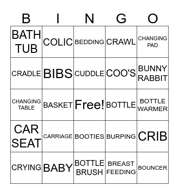 PENGUIN BABY SHOWER BINGO Card