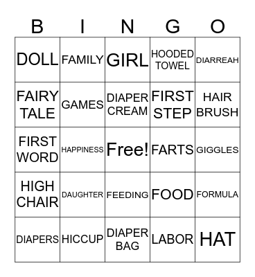 PENGUIN BABY SHOWER BINGO Card