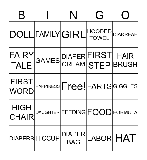 PENGUIN BABY SHOWER BINGO Card