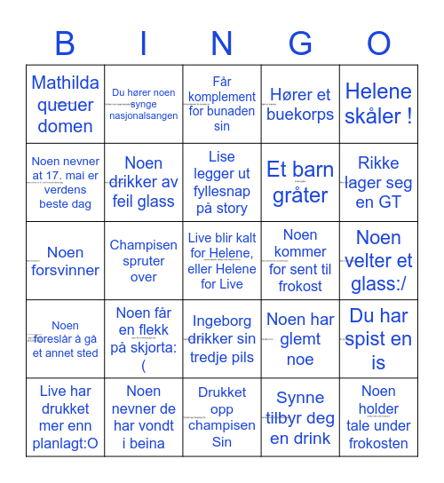 17. mai Bingo Card