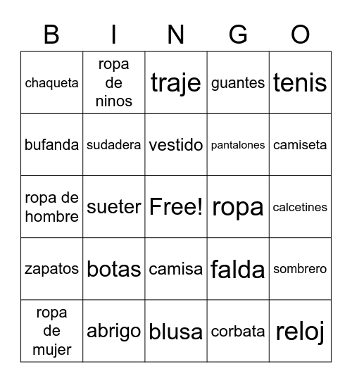 1 Bingo Card
