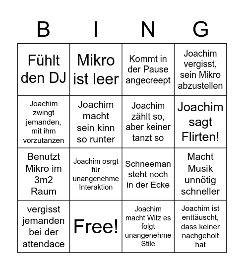 Joachingo Bingo Card