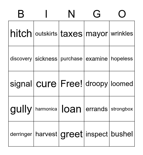 Stone Fox Bingo Card