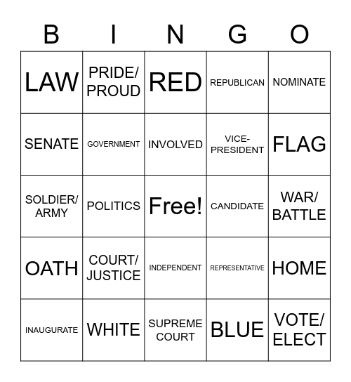 ASL 2 - Unit 8 Bingo Card