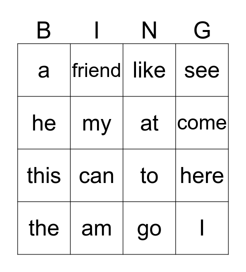 Theme 4 Bingo Card